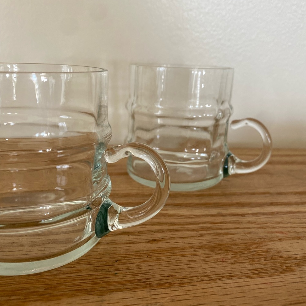 Set of 2 Vintage Glass Barrel Mugs